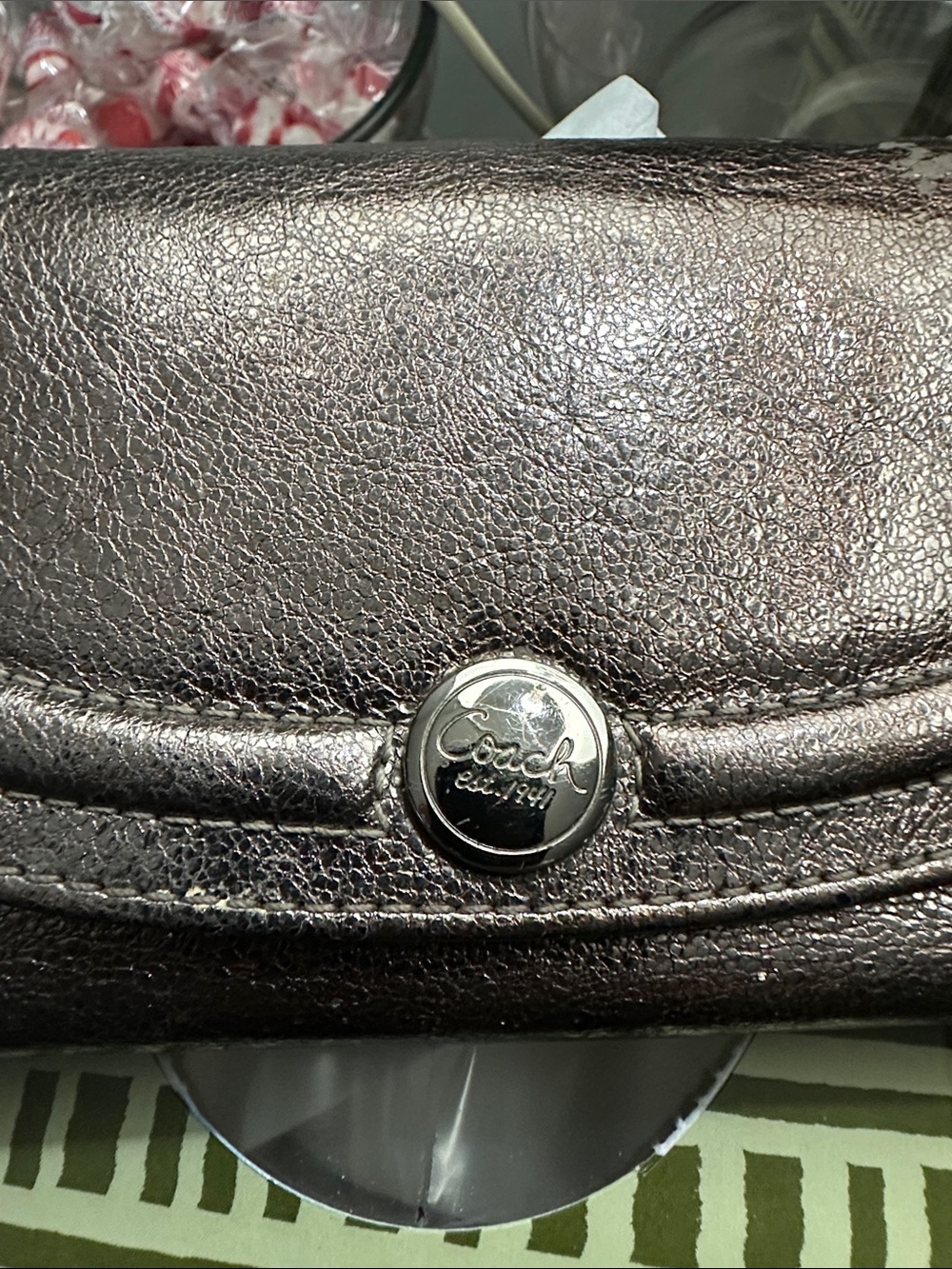 Coach Vintage Metallic Pewter Compact Wallet - Picture 2 of 11